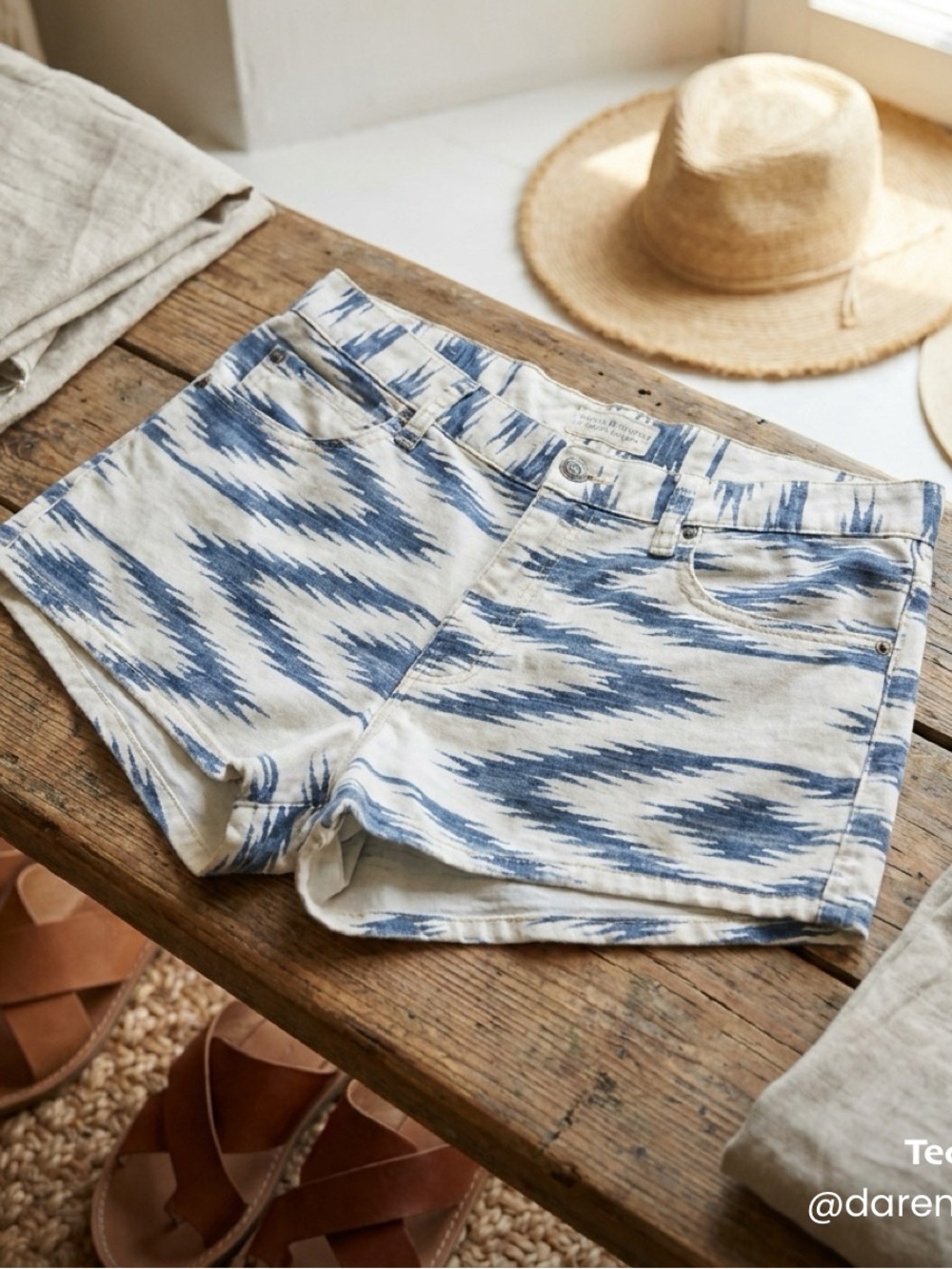 Denim & Supply Ralph Lauren Blue Ikat-Print Cotton Shorts